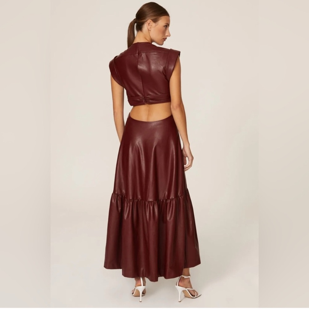 A.L.C. Burgundy Leather Dress with cut-outs